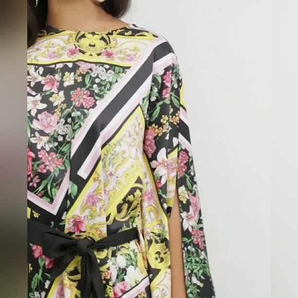 ASOS Scarf Print Satin Cape Midi Dress Oversized - Picture 8 of 8